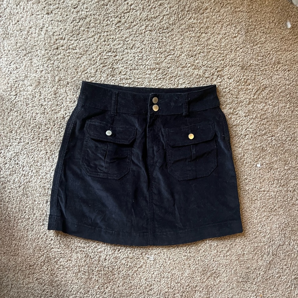 Love, Fire Black Corduroy Skirt